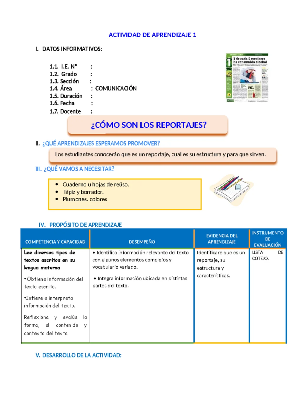Análisis detallado de cada sección del reportaje
