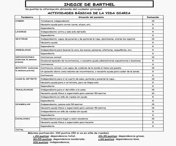 Guía completa sobre el índice de Barthel