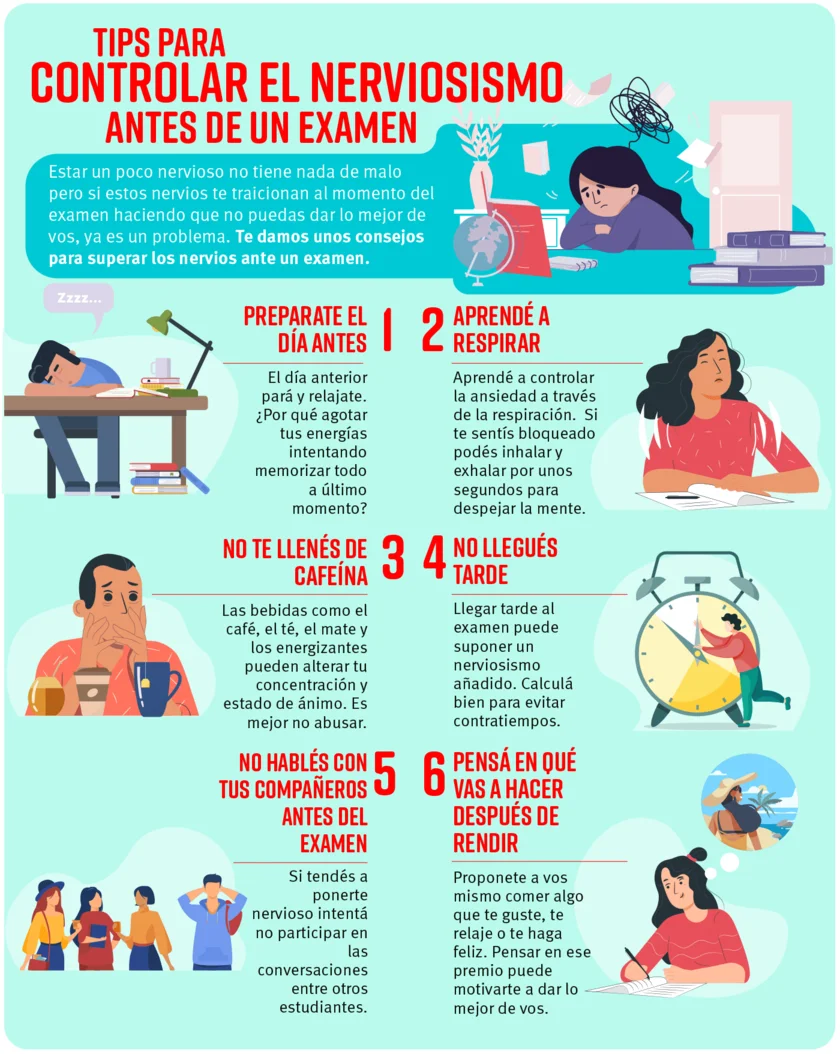 Consejos infalibles para controlar los nervios antes de un examen