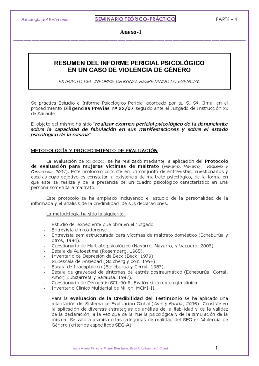 Análisis Psicológico Forense de la Violencia de Género