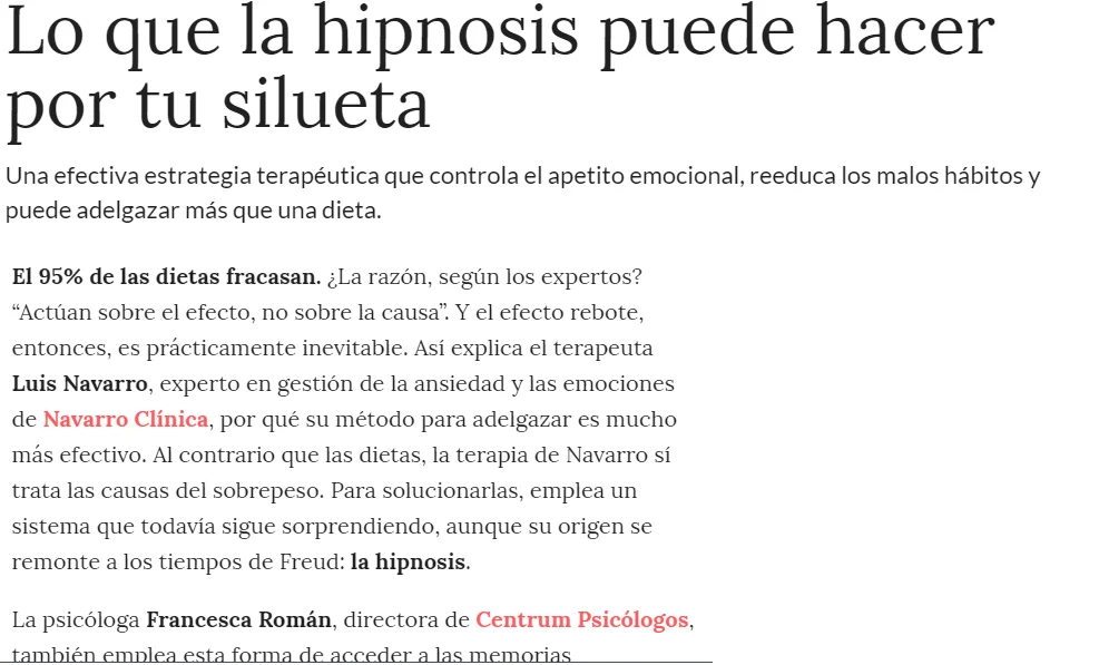 Eficacia de la hipnosis en la pérdida de peso