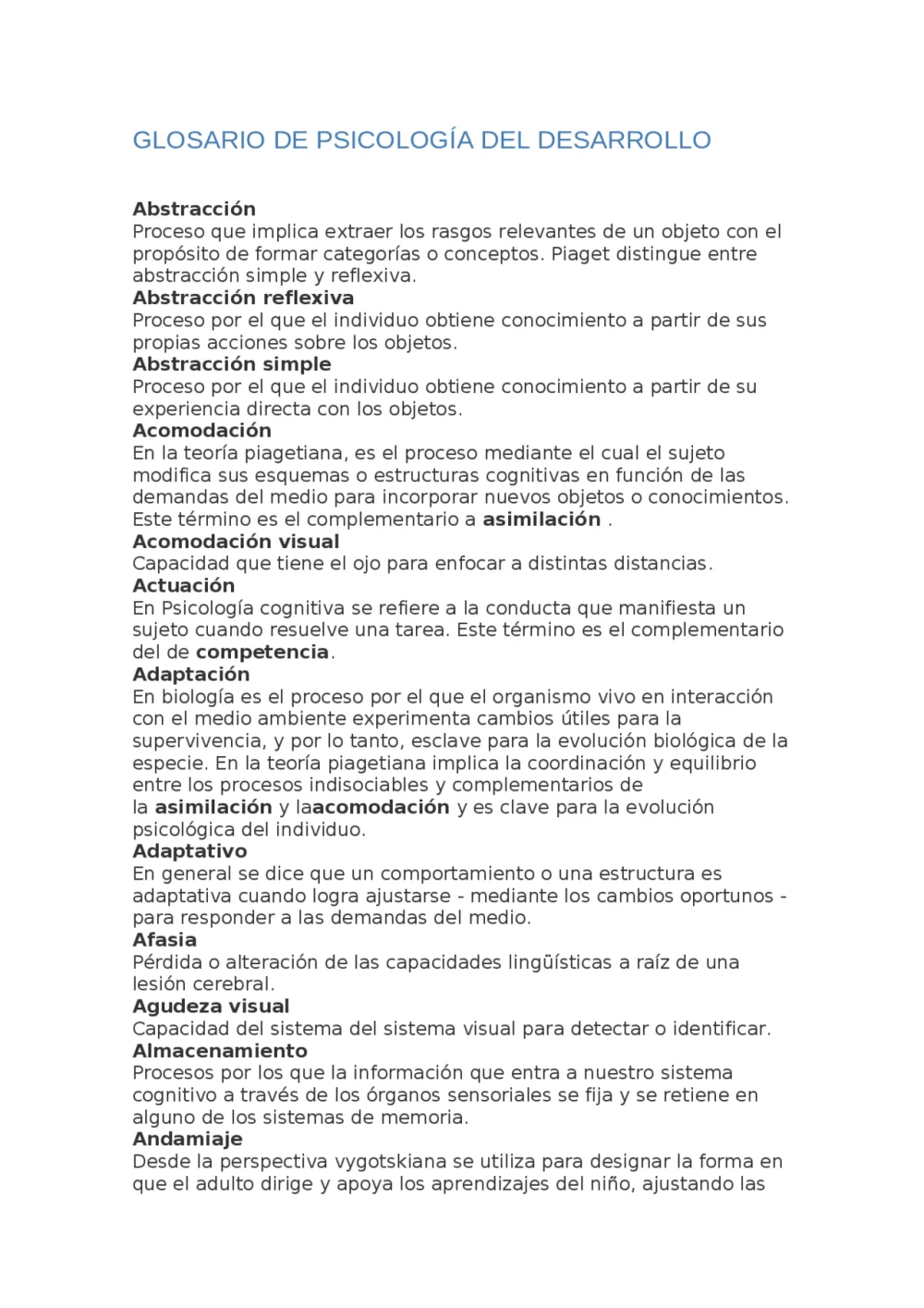 Glosario de Conceptos Esenciales en Psicología