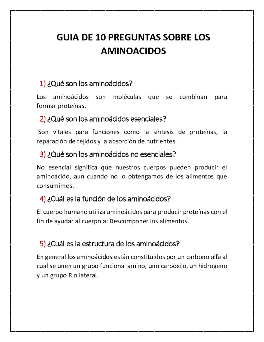 Guía Completa Sobre los Aminoácidos