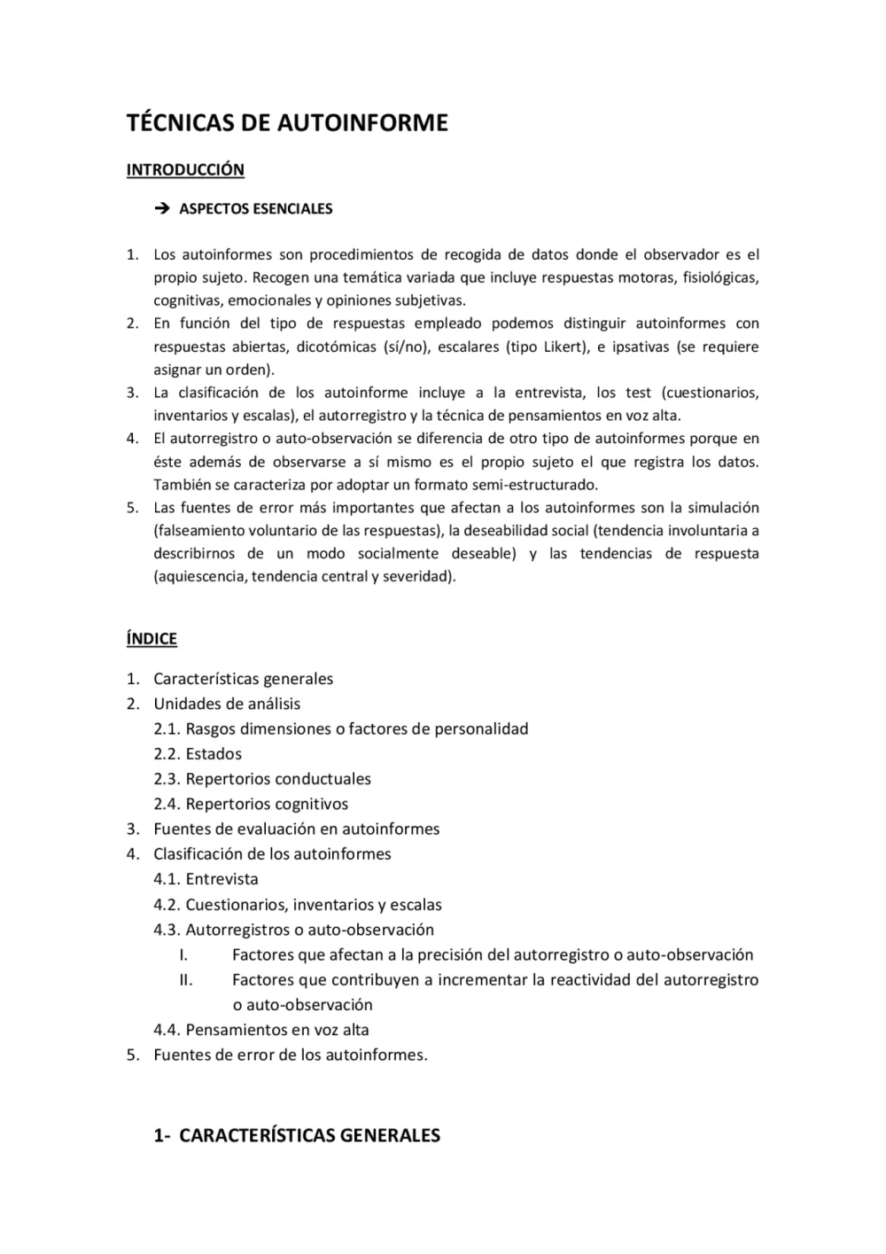¿Qué significa el autoinforme?