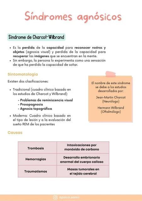 Síndrome de Charcot-Wilbrand: causas y características principales